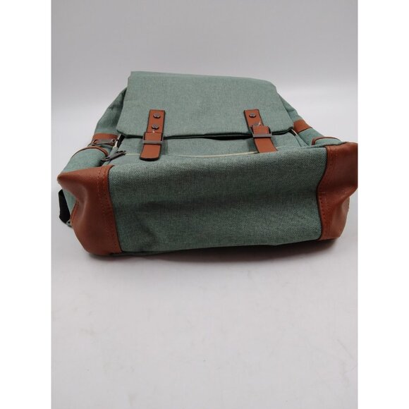 Mancio Unisex Teal Vintage Laptop Backpack Carry On  w/USB Charging Port Cover - Picture 5 of 6